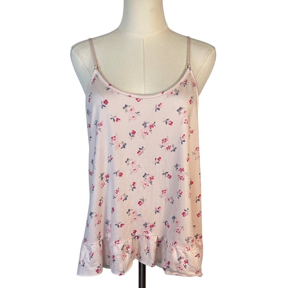 Flora Cami Top Womens S Pink Floral Ruffle Flowy Cottagecore Coquette Y2K